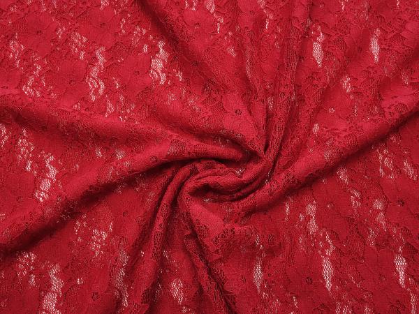 Stoff Stretch Spitze Spitzenstoff mit Blumenmuster Rosen geblümt rot Kleiderstoff