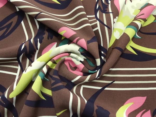 Stoff Viskose Blusenstoff Blumenmuster Design braun rosa beige grün Kleiderstoff