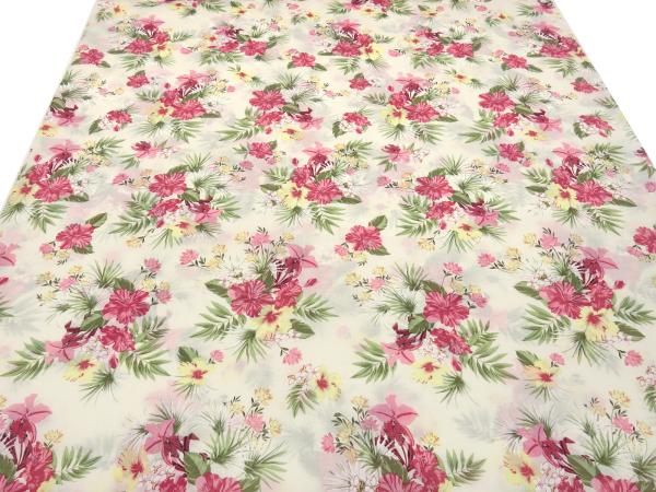 Stoff Baumwolle Voilé Blumenmuster Design vanille rot rosa grün gelb Blusenstoff Kleiderstoff
