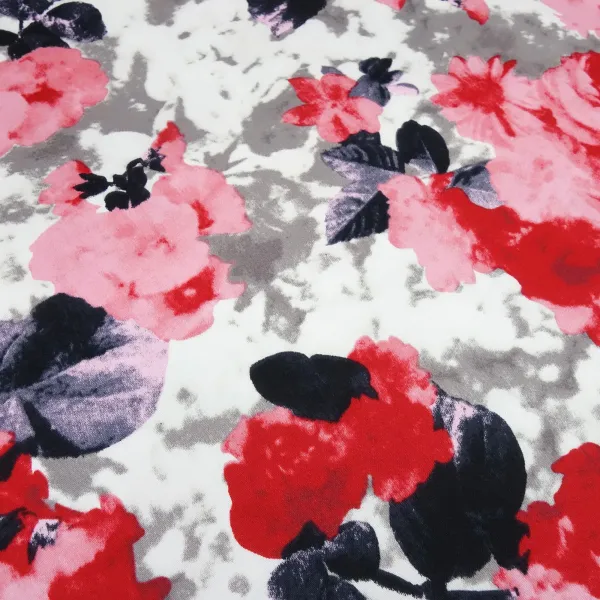 Stoff Baumwolle Stretch mit Rosen Blumenmuster Design weiß rot rosa grau schwarz bunt Kleiderstoff Hosenstoff Kostümstoff