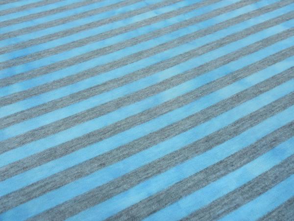 Fabric cotton jersey with 9 mm batik stripes design gray turquoise-blue striped dress fabric children's fabric