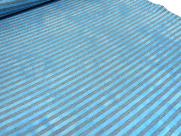 Fabric cotton jersey with 9 mm batik stripes design gray turquoise-blue striped dress fabric children's fabric
