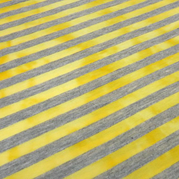 Fabric cotton jersey with 9 mm batik stripe design gray yellow stripes dress fabric children's fabric