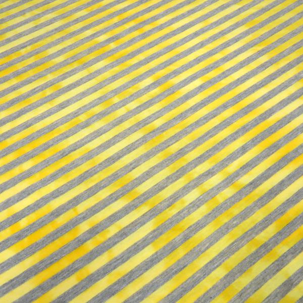 Fabric cotton jersey with 9 mm batik stripe design gray yellow stripes dress fabric children's fabric