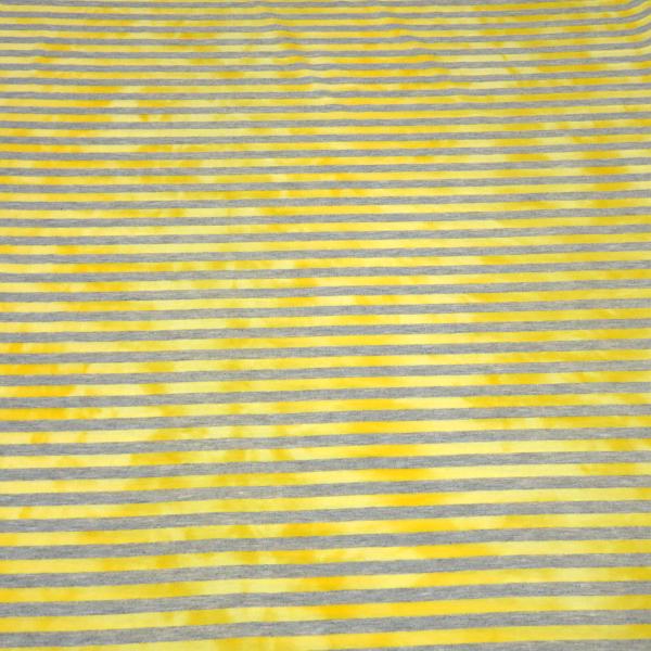 Fabric cotton jersey with 9 mm batik stripe design gray yellow stripes dress fabric children's fabric