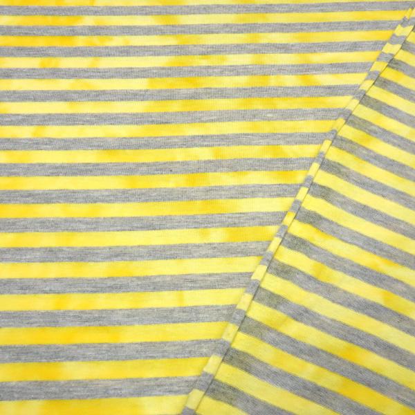 Fabric cotton jersey with 9 mm batik stripe design gray yellow stripes dress fabric children's fabric
