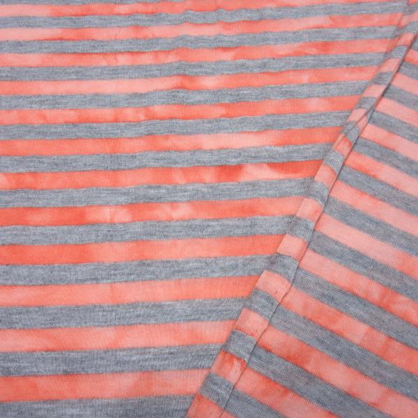 Fabric cotton jersey with 9 mm batik stripe design gray red stripes dress fabric children's fabric