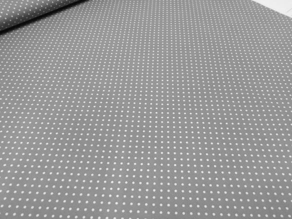 Stoff 100% Baumwolle Popeline mit 3mm Punkte Pünktchen Design grau weiß Kleiderstoff Blusenstoff Dekostoff