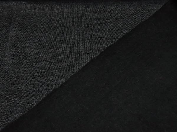 Stoff Sweatshirtstoff mit weicher angerauhter Innenseite und feinen Nadelstriefen Design anthrazit grau melange Kleiderstoff Hoodiestoff Kinderstoff