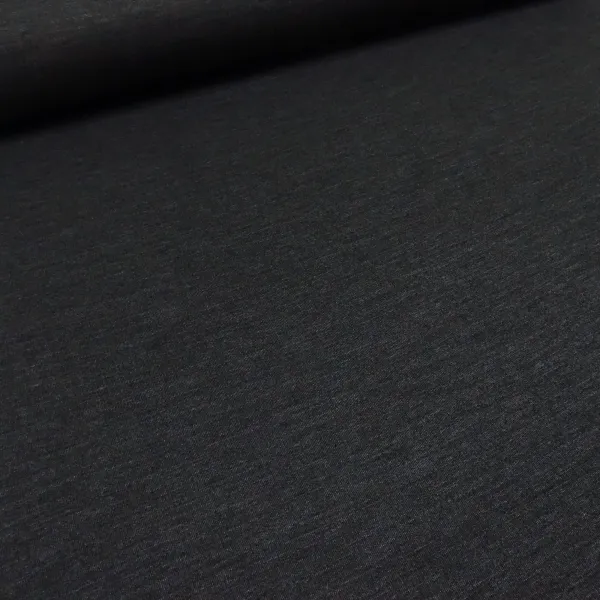 Stoff Sweatshirtstoff mit weicher angerauhter Innenseite und feinen Nadelstriefen Design anthrazit grau melange Kleiderstoff Hoodiestoff Kinderstoff