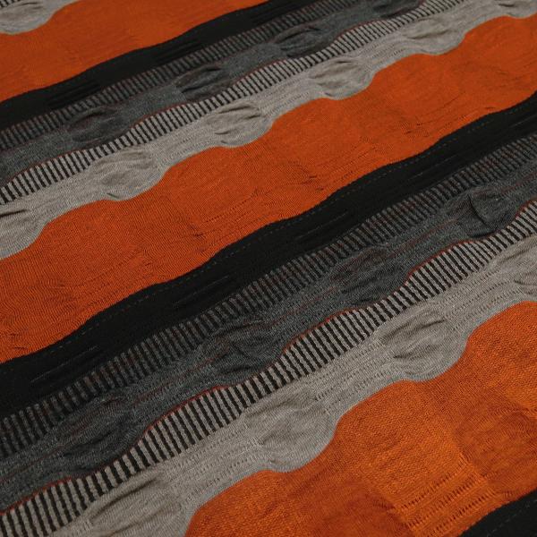Fabric jacquard jersey stripes rust taupé gray black striped smocked dress fabric