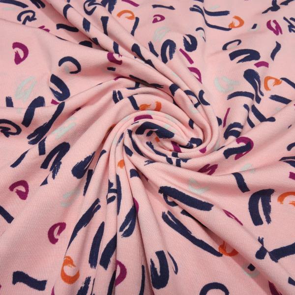 Fabric modal jersey with abstract graphic design pink blue fuchsia dress fabric children's fabric