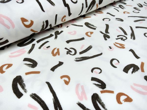 Stoff Modal Jersey Tupfen Abstrakt Geometrische Muster Design weiss rosa braun schwarz Kleiderstoff Kinderstoff