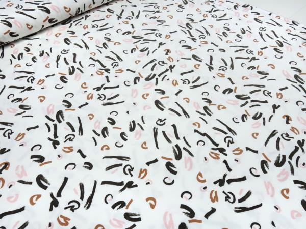 Stoff Modal Jersey Tupfen Abstrakt Geometrische Muster Design weiss rosa braun schwarz Kleiderstoff Kinderstoff