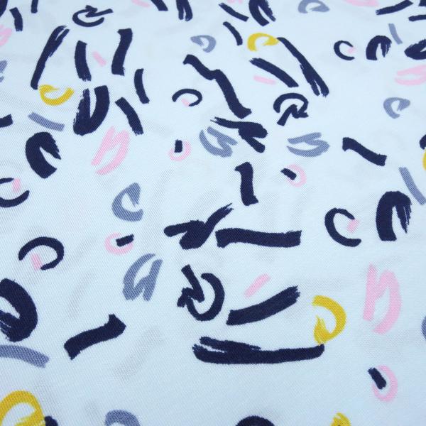 Stoff Modal Jersey mit abstrakten grafischen Design hellblau blau rosa grau curry Kleiderstoff Kinderstoff