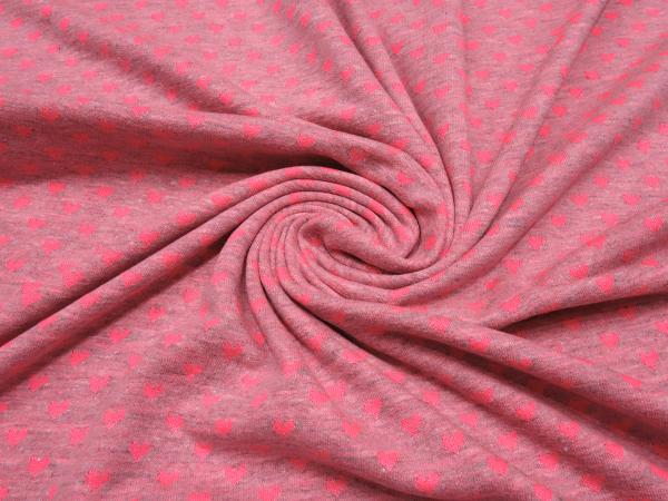 Stoff Baumwolle Jersey Herzen Design pink rosa melange Kinderstoff Kleiderstoff