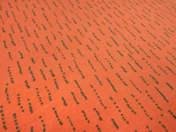 Cotton French Terry sweatshirt fabric with "Funky Stripes" stripe design orange khaki green children's fabric dress fabric