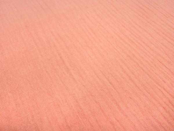 Stoff 100% Baumwolle Musselin Double Gauze Spucktuch uni lachs-orange Blusenstoff Kleiderstoff