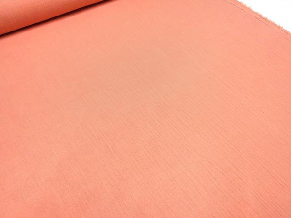Stoff 100% Baumwolle Musselin Double Gauze Spucktuch uni lachs-orange Blusenstoff Kleiderstoff