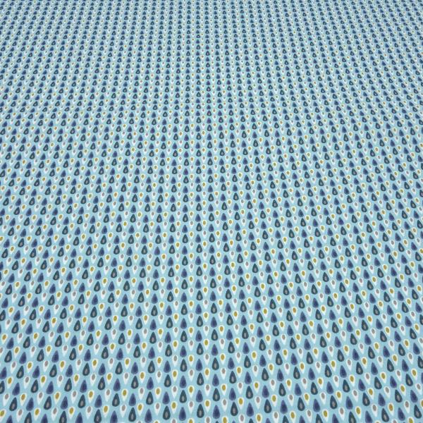Stoff 100% Baumwolle Popeline mit Tropfen Design türkis blau weiß senf bunt Kleiderstoff Kinderstoff Dekostoff