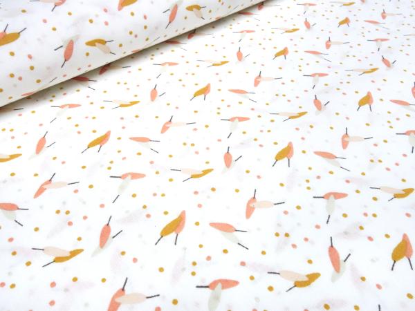 Stoff 100% Baumwolle Popeline Blätter Punkte Pünktchen Design weiß rot orange curry gelb grün bunt Kleiderstoff Kinderstoff Dekostoff