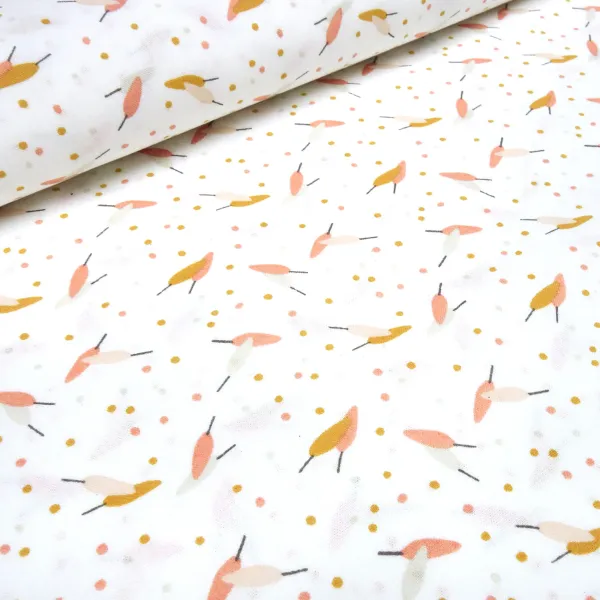 Stoff 100% Baumwolle Popeline Blätter Punkte Pünktchen Design weiß rot orange curry gelb grün bunt Kleiderstoff Kinderstoff Dekostoff