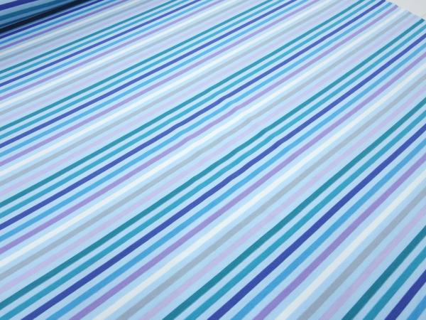 Stoff Baumwolle Jersey mit 5 mm Streifen Design blau grün grau flieder weiß bunt gestreift Kleiderstoff Kinderstoff