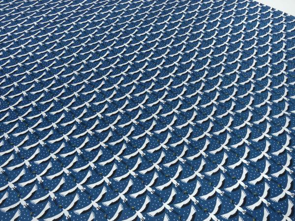 Stoff 100% Baumwolle Popeline mit Vögel Stroche Design blau weiß schwarz Kleiderstoff Blusenstoff Dekostoff