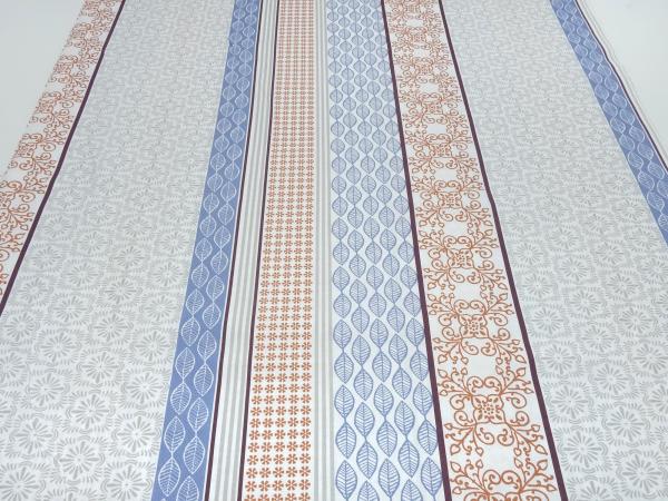 Stoff 100% Baumwolle Popeline mit Streifen Ornamente Design weiß blau grau terracotta Kleiderstoff Blusenstoff Dekostoff