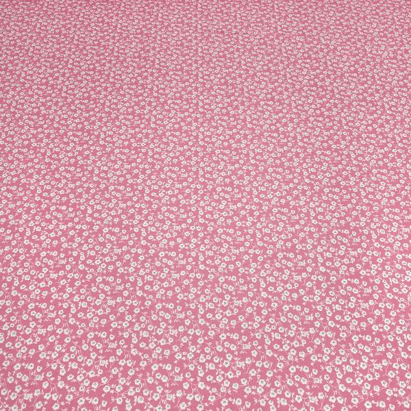 Stoff Baumwolle Popeline mit Streublumen Blumen Ranken Design rosa weiß Blusenstoff Kleiderstoff Dekostoff