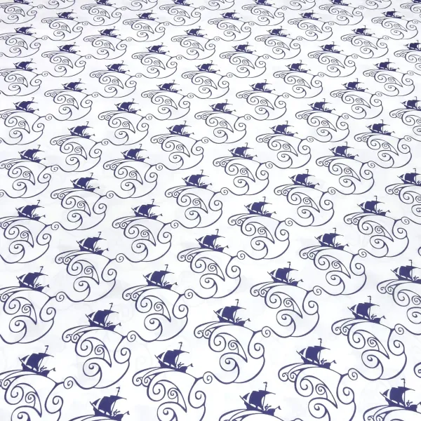 Stoff 100% Baumwolle Popeline mit Schiffe Wellen Design weiß marine blau Kleiderstoff Blusenstoff Dekostoff