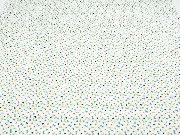 Fabric cotton poplin with geometric pattern triangles design white green kiwi red black blouse fabric dress fabric decoration fabric
