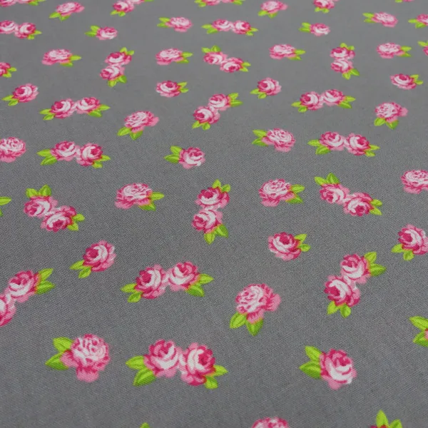 Fabric cotton poplin roses flowers design gray pink white blouse fabric dress fabric decoration fabric