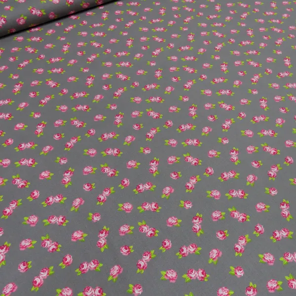 Fabric cotton poplin roses flowers design gray pink white blouse fabric dress fabric decoration fabric