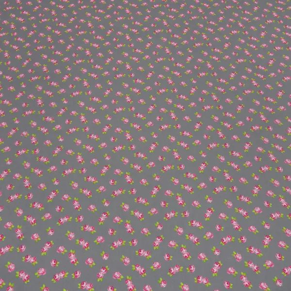 Fabric cotton poplin roses flowers design gray pink white blouse fabric dress fabric decoration fabric