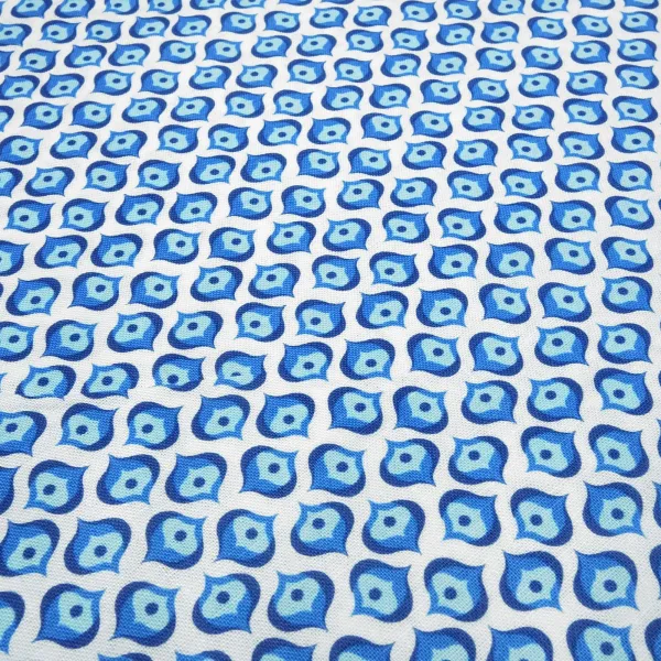 Stoff Baumwolle Popeline Tante Ema mit Ornamente Tropfen Design weiß blau hellblau Kleiderstoff Blusenstoff Kinderstoff