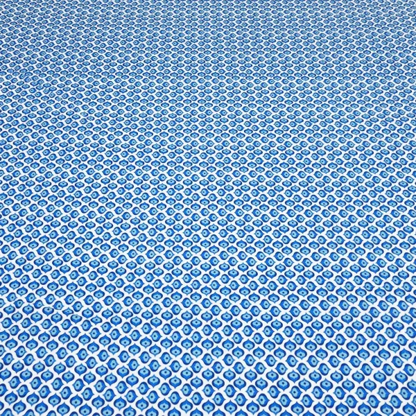 Stoff Baumwolle Popeline Tante Ema mit Ornamente Tropfen Design weiß blau hellblau Kleiderstoff Blusenstoff Kinderstoff