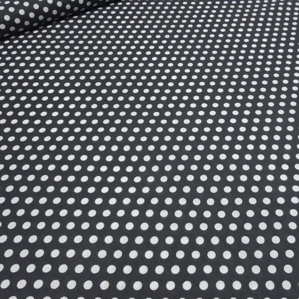 Stoff 100% Baumwolle Popeline mit 9 mm Punkte Pünktchen Design schwarz weiß Kleiderstoff Blusenstoff Dekostoff