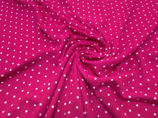 Stoff Viskose Jersey mit 2 mm Punkte Pünktchen Design pink weiß Kleiderstoff Kinderstoff