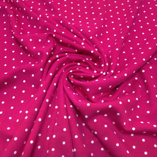 Stoff Viskose Jersey mit 2 mm Punkte Pünktchen Design pink weiß Kleiderstoff Kinderstoff