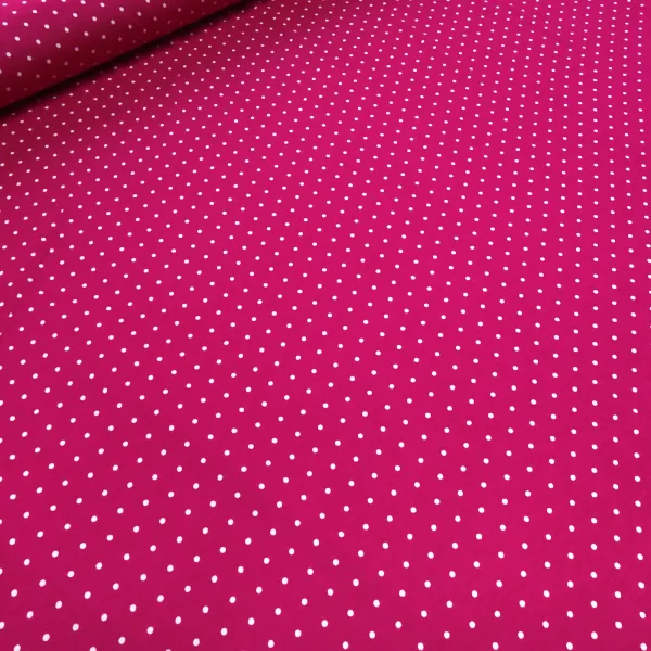Stoff Viskose Jersey mit 2 mm Punkte Pünktchen Design pink weiß Kleiderstoff Kinderstoff