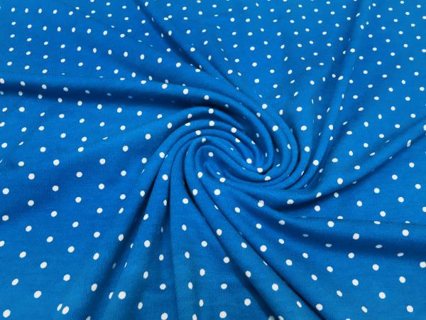 Fabric viscose jersey with 2 mm dots dots design blue-turquoise white dress fabric children's fabric