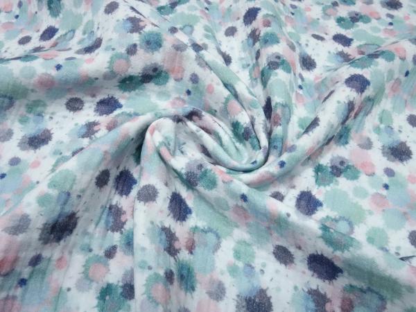 Fabric cotton muslin double gauze spots dots white mint green pink gray blouse fabric burp cloth
