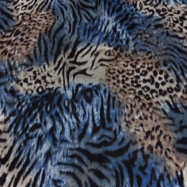 Stoff Viskose Jersey Leo Tiger Tierfellimitat Design blau braun beige schwarz Kleiderstoff