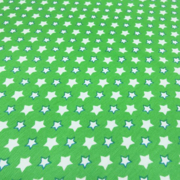 Stoff Baumwolle Jersey mit Sterne Stars Design grün weiß blau Kleiderstoff Kinderstoff