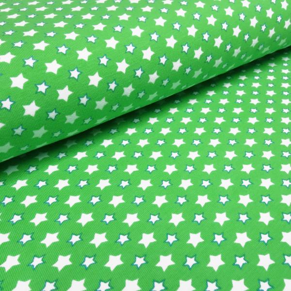 Stoff Baumwolle Jersey mit Sterne Stars Design grün weiß blau Kleiderstoff Kinderstoff