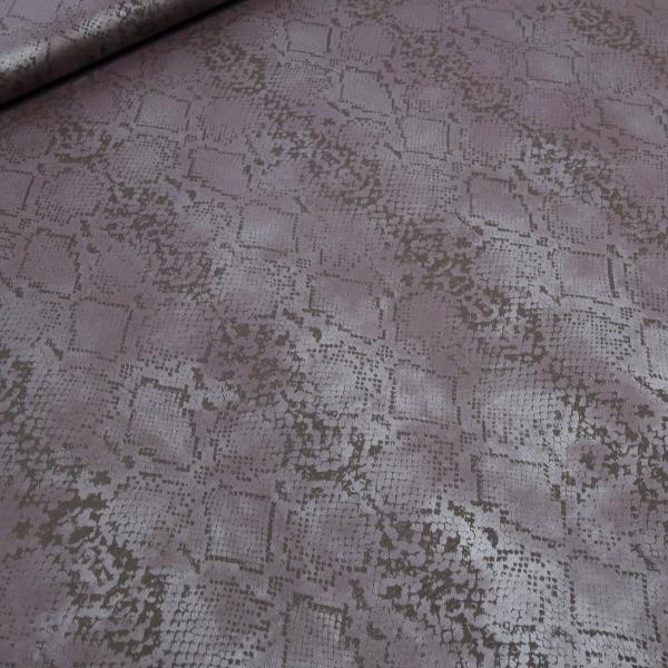 Stoff Stretch Querstretch mit Schlangen Prägedruck Design braun lila Kleiderstoff Hosenstoff