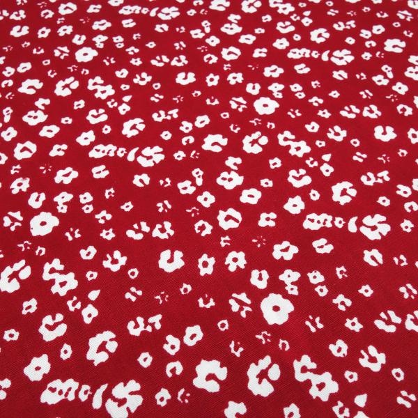Stoff Baumwolle Popeline Blumen Streublumen Design rot weiß Blusenstoff Kleiderstoff Dekostoff