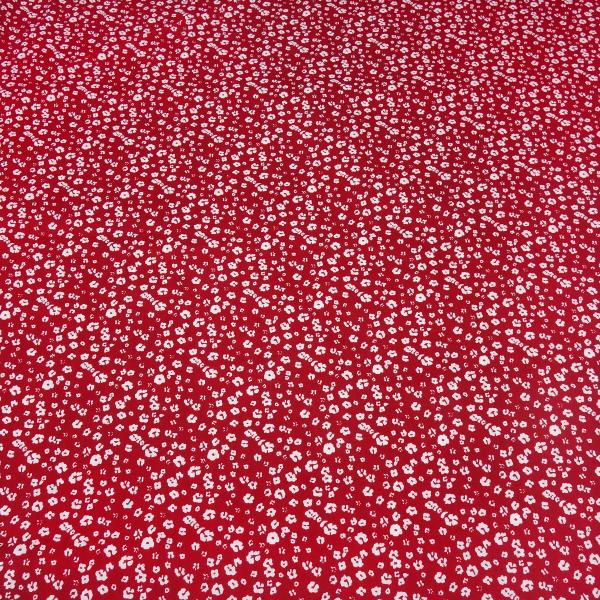 Stoff Baumwolle Popeline Blumen Streublumen Design rot weiß Blusenstoff Kleiderstoff Dekostoff