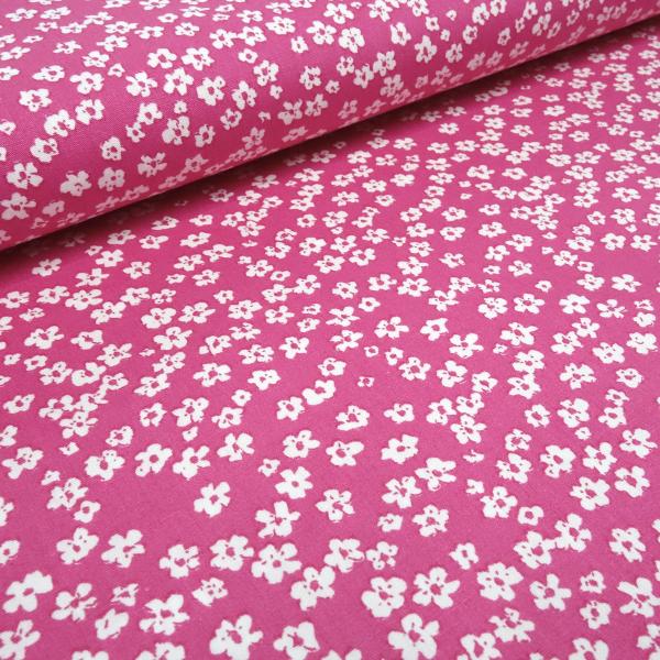 Stoff Baumwolle Popeline Blumen Streublumen Design pink weiß Blusenstoff Kleiderstoff Dekostoff